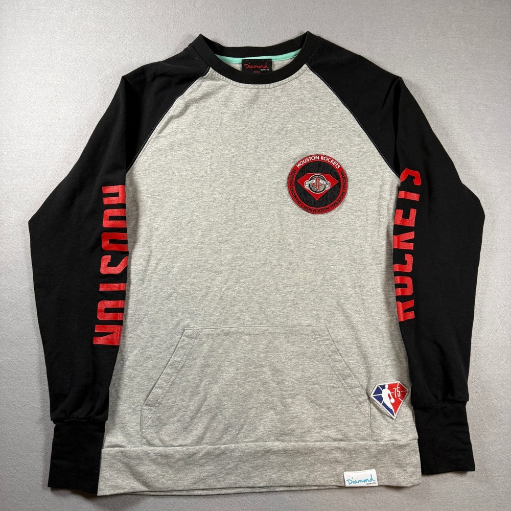 Diamond Supply Co NBA Houston Rockets Crewneck Sweatshirt Gray Small Raglan